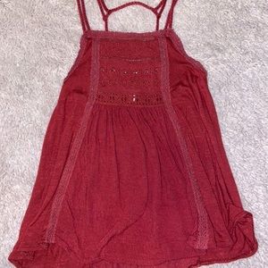 rust/red high neck top